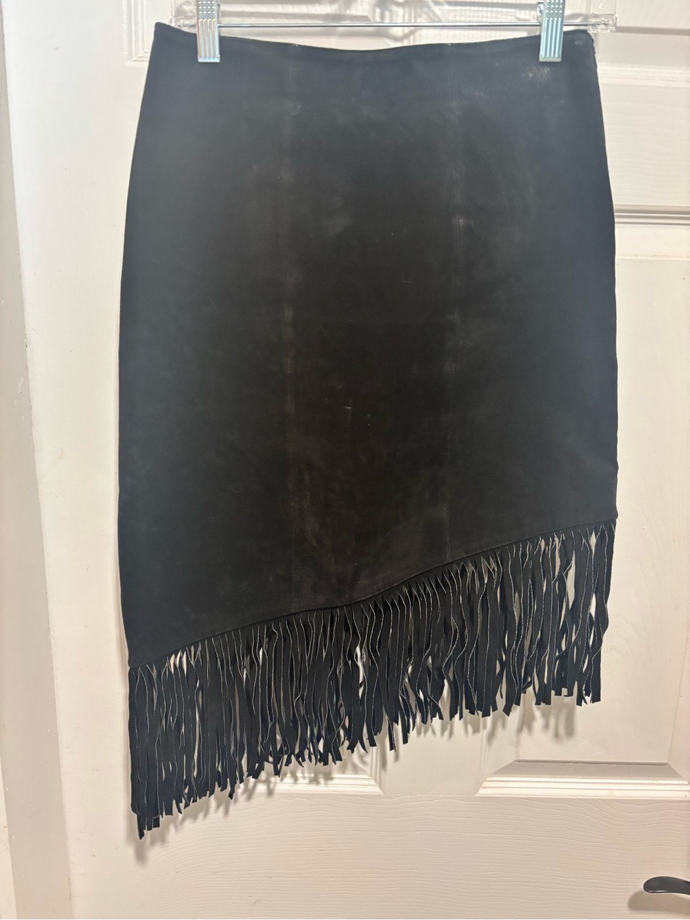 Black Asymmetrical Fringe Skirt